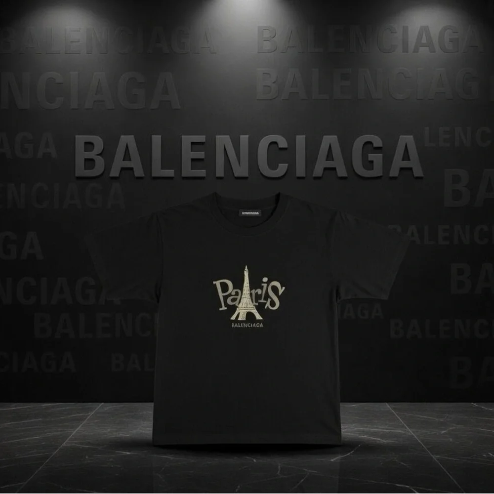 Balenciaga Black Tee with Paris Eiffel Tower Design Unisex Kids 10 - Picture 3 of 3